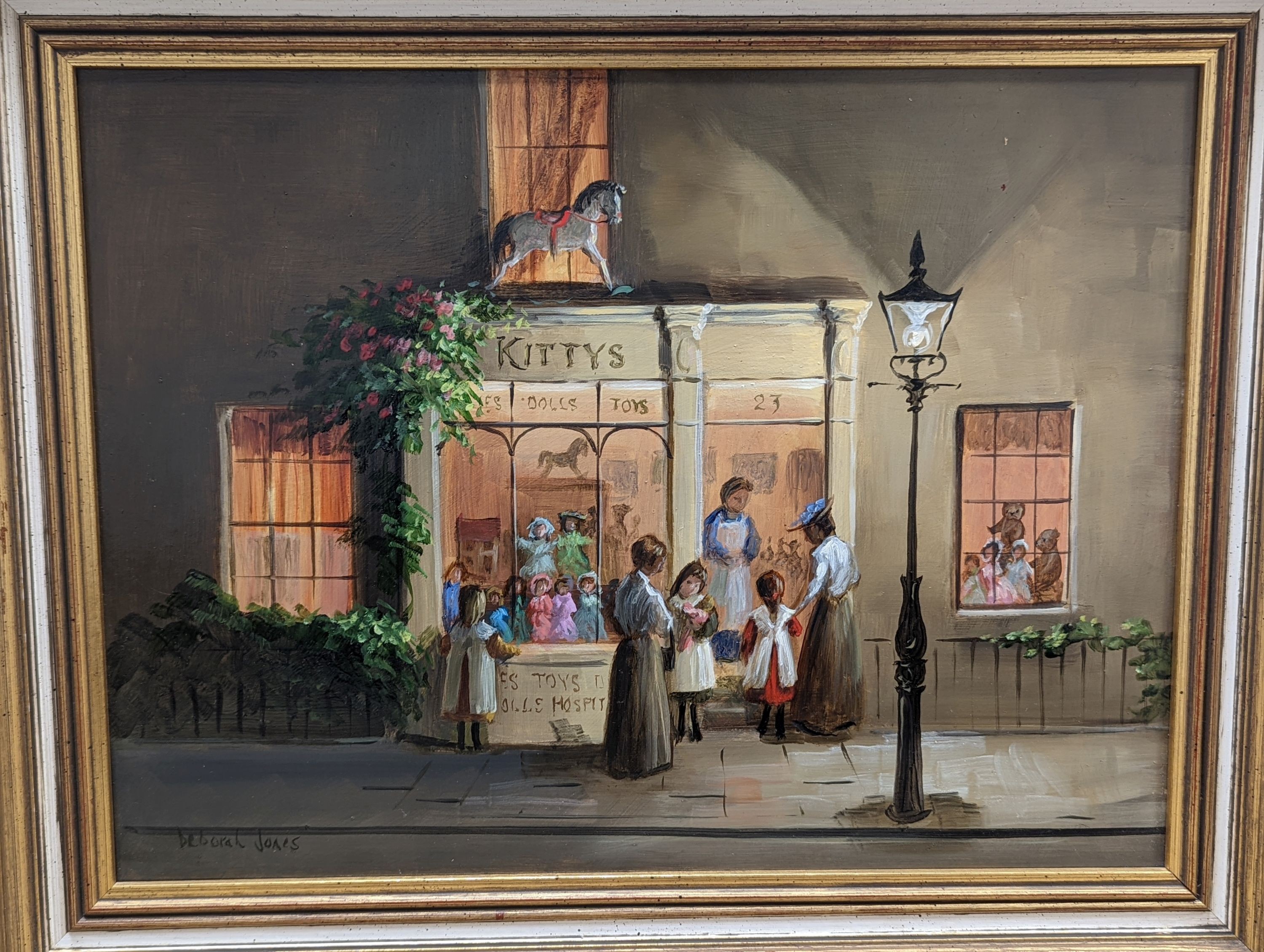 Deborah Jones (1921-2012), oil on board, ‘Kitty’s Dolls’, mid 20th century, 29 x 39cm